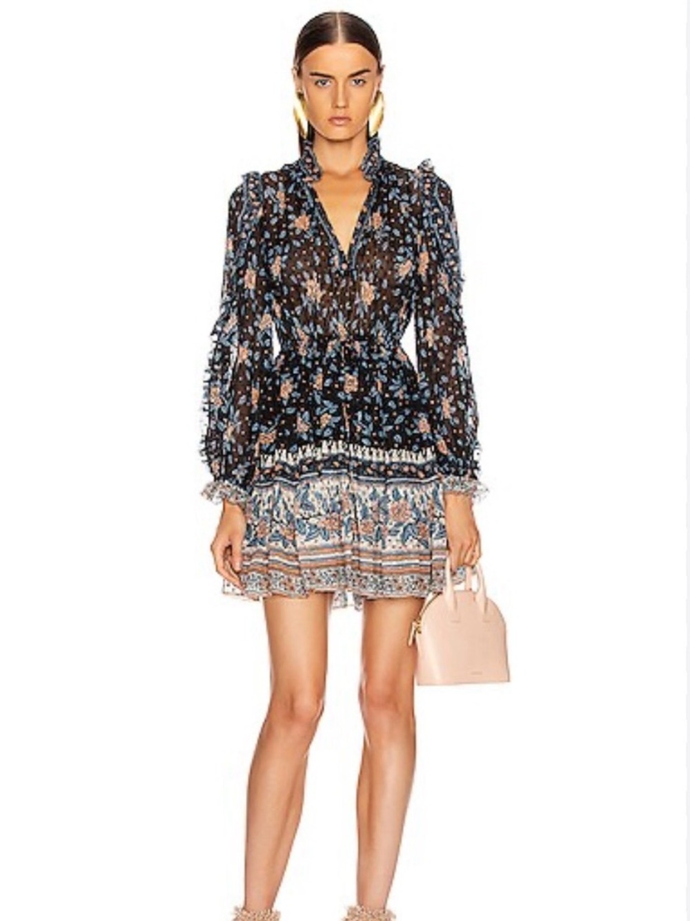 Ulla Johnson Floral Boho Dani Dress floral silk long sleeved ruffle mini 
Sz 4